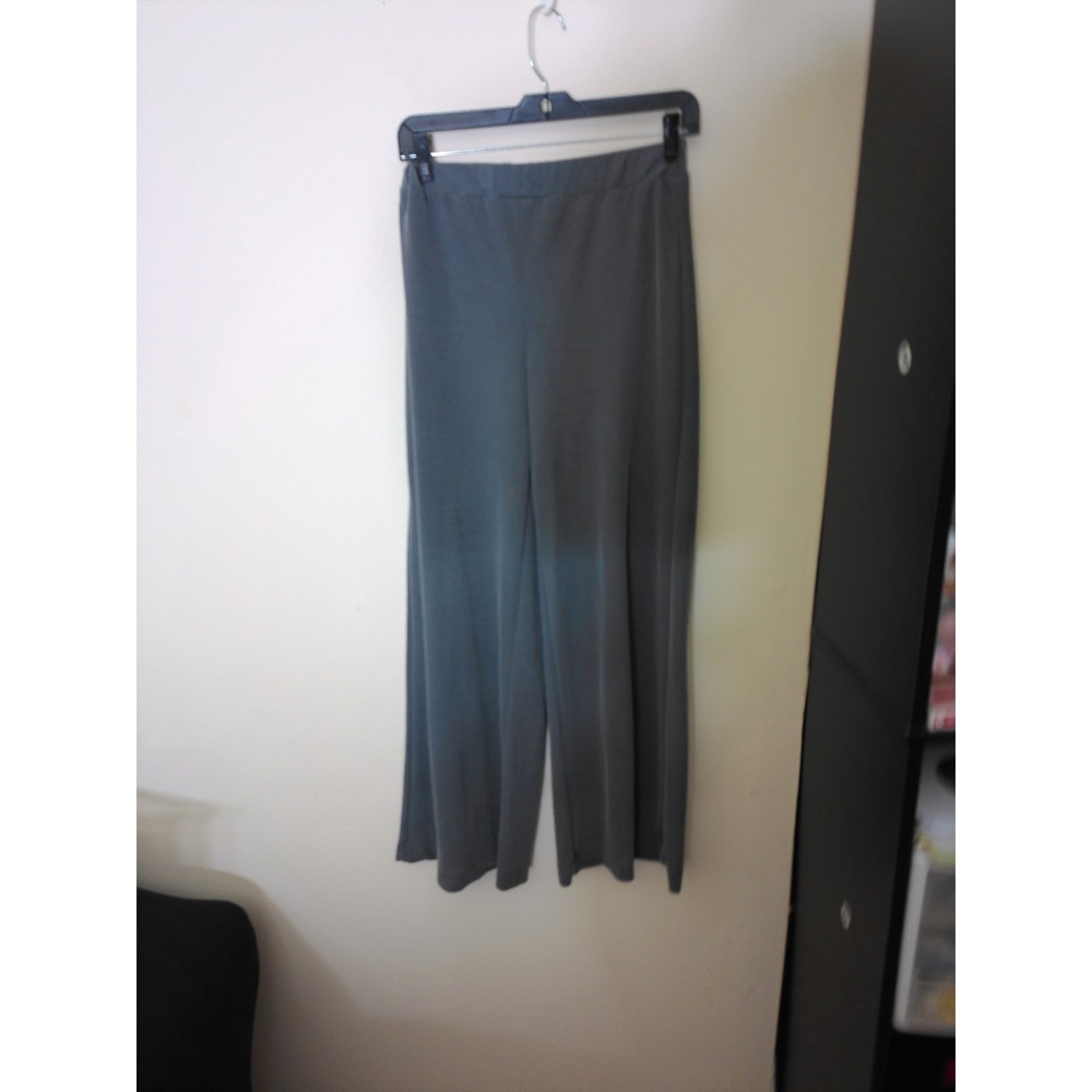 Zara Wide Leg Pants Women Medium Grey Minimalist Elastic Waist High Rise Pant
